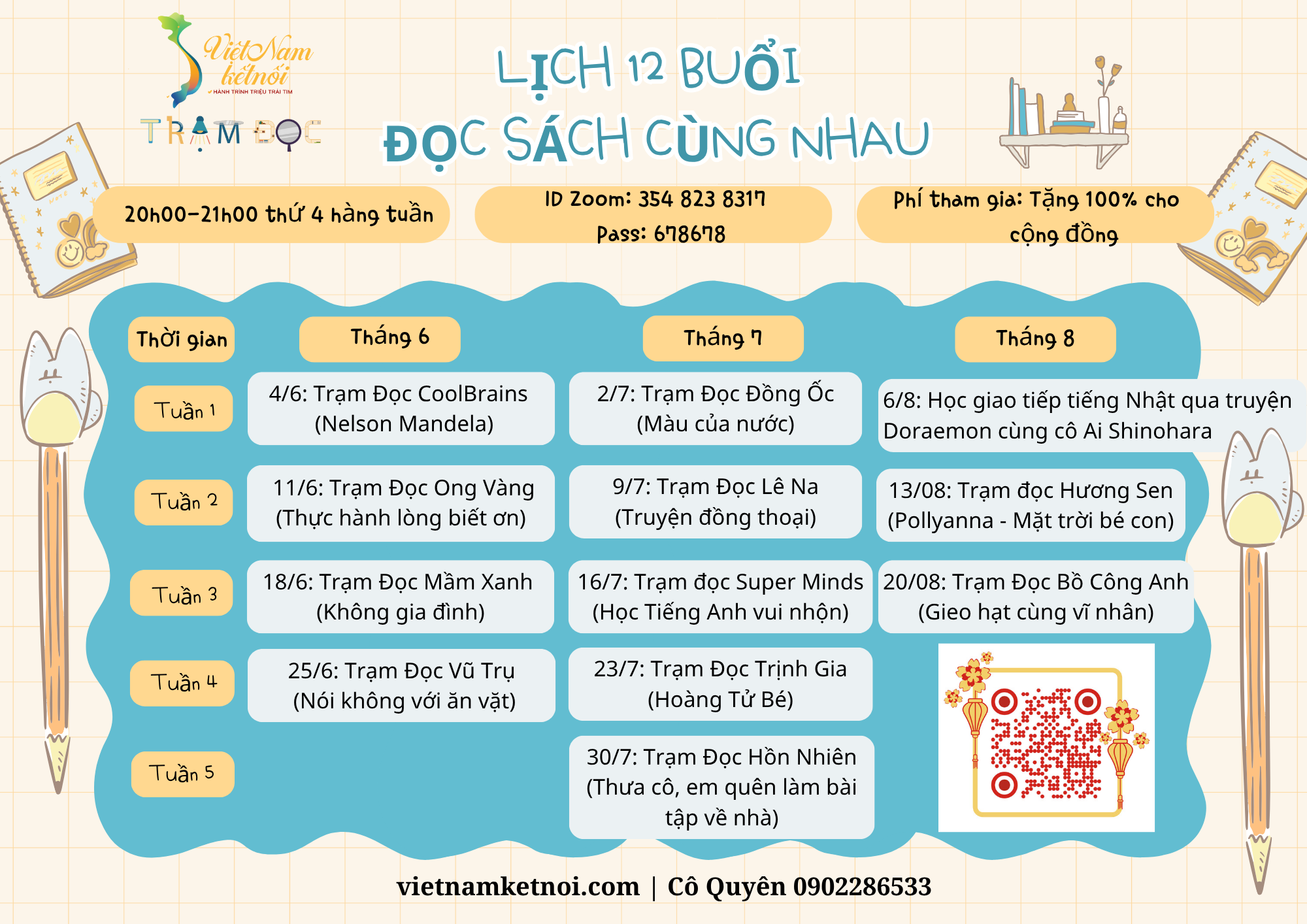 LỊCH 12 BUỔI ĐỌC SÁCH CÙNG NHAU